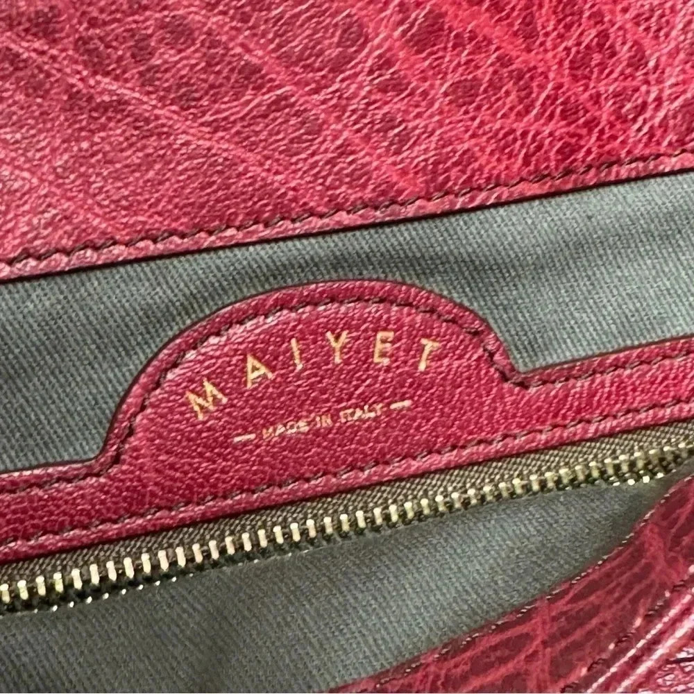 MAIYET Maroon Leather Messenger Bag w/ Gold Hardware Detachable Crossbody Purse - Picture 8 of 14